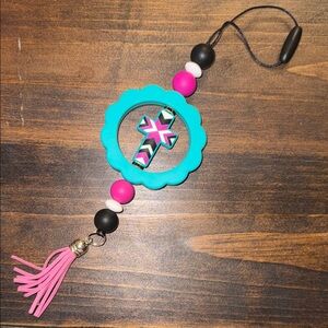 Colorful Beaded Cross rearview mirror charm